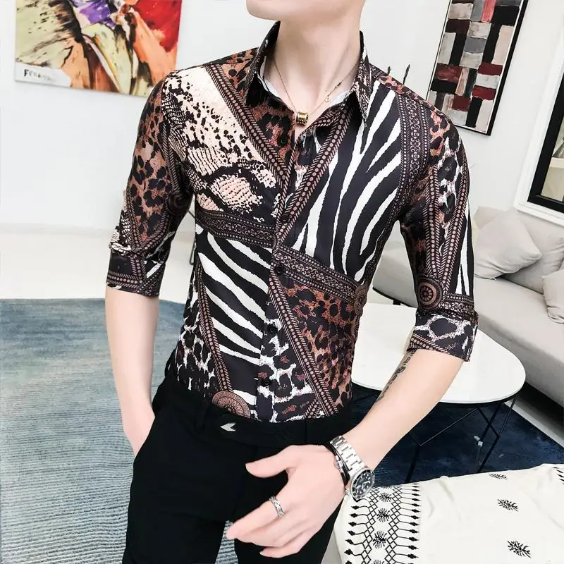 Leopard Social Shirt for Men Half sleeve Hip hop Mens Shirts Fashion Slim Blouse Men's Clothes Summer Yellow Coffee
Leopard Social Shirt for Men Half sleeve Hip hop Mens Shirts Fashion Slim Blouse Men's Clothes Summer Yellow Coffee