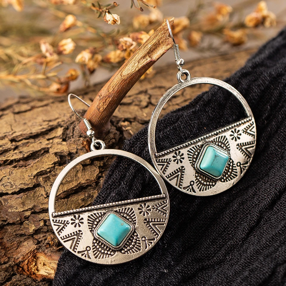 Antique Silver Golden Round Dangle Drop Earrings with Stone for Women Female Ethinic Wedding Ornaments Jewelry Accessories
Antique Silver Golden Round Dangle Drop Earrings with Stone for Women Female Ethinic Wedding Ornaments Jewelry Accessories
