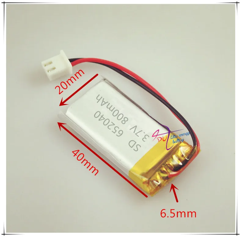 li-po XHR-2P 2.54 800mAh 652040 3.7V polymer battery Bluetooth MP3 wireless speaker recorder 702040
li-po XHR-2P 2.54 800mAh 652040 3.7V polymer battery Bluetooth MP3 wireless speaker recorder 702040