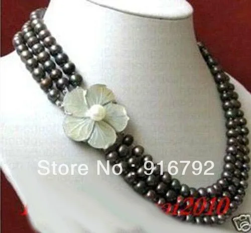 free shipping >>>>>New style 3rows 6-7mm black cultured pearl shell flower clasp women's necklace
free shipping >>>>>New style 3rows 6-7mm black cultured pearl shell flower clasp women's necklace