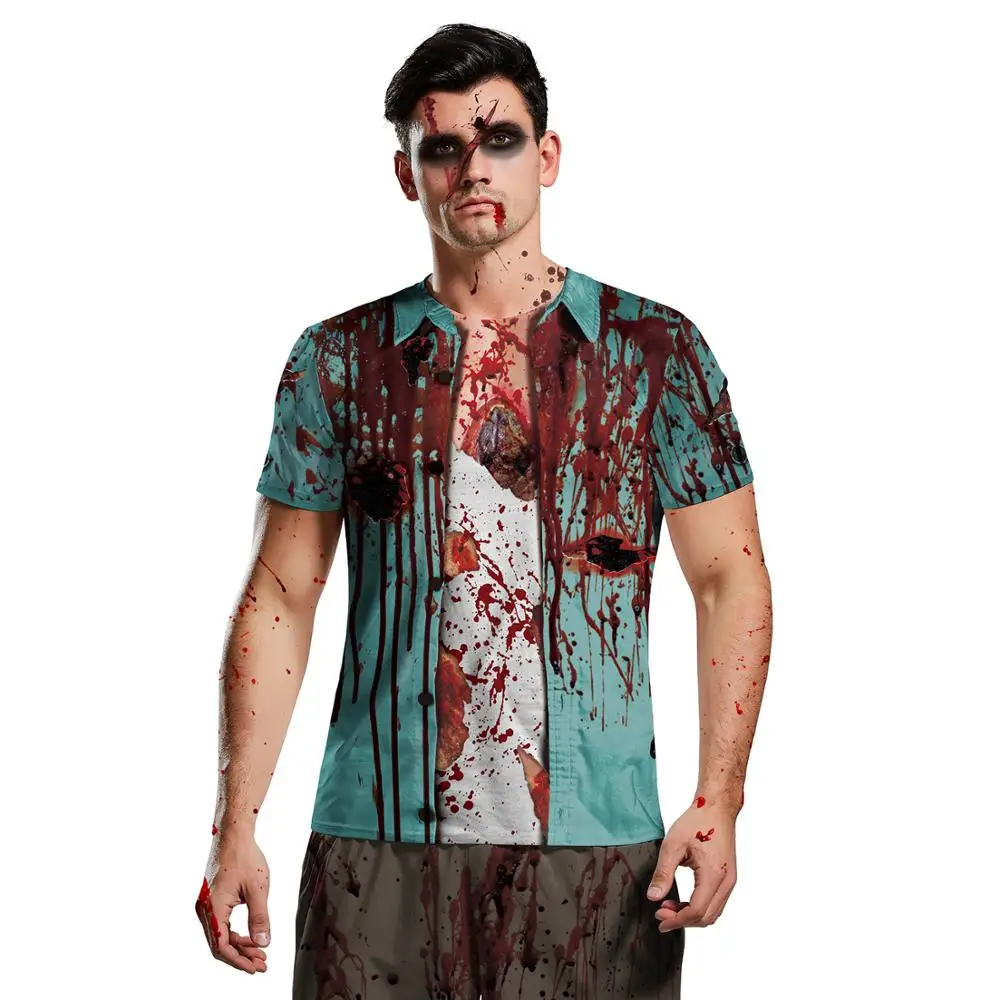 Adult Scary Zombie Costume for Men Horror Zombie Halloween Costumes Living Dead bloody short Sleeve T Shirts
Adult Scary Zombie Costume for Men Horror Zombie Halloween Costumes Living Dead bloody short Sleeve T Shirts