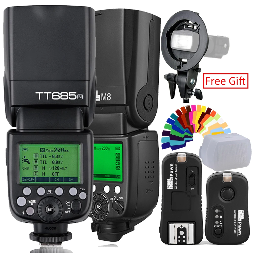 Godox TT685C Flash TTL HSS Camera Flash speedlite+X1T-N Trigger OR Pixel M8 2.4G Wireles Flash Speedlite+Flash Trigger For Nikon
Godox TT685C Flash TTL HSS Camera Flash speedlite+X1T-N Trigger OR Pixel M8 2.4G Wireles Flash Speedlite+Flash Trigger For Nikon
