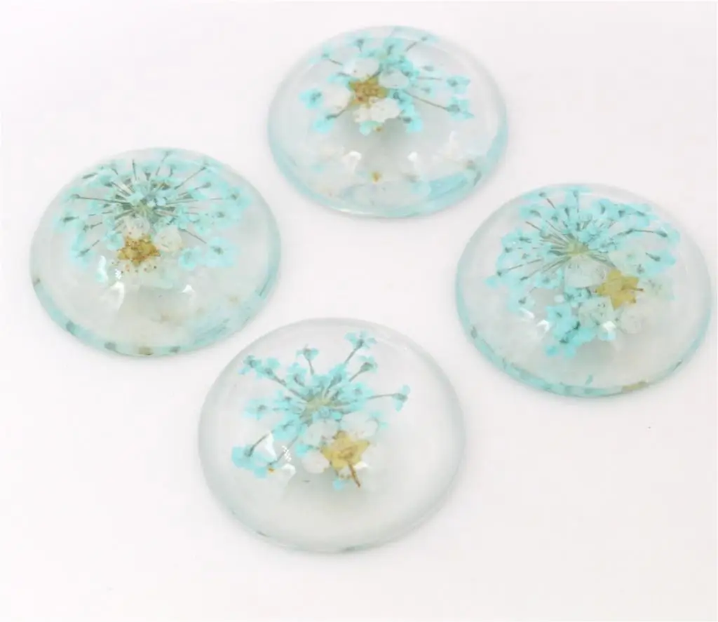 

New Fashion 5pcs 25mm Sky Blue Natural Dried White Chrysanthemum Flowers Cabochons Cameo-V1-01