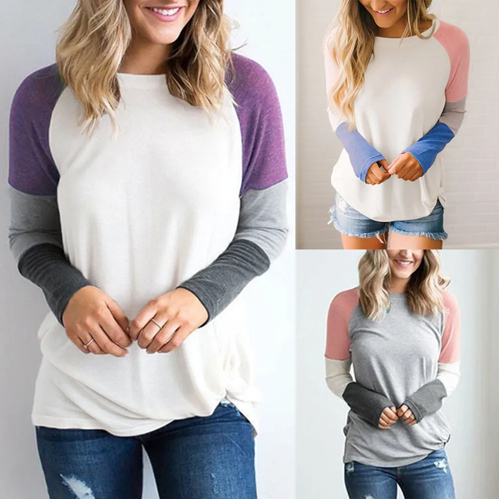 Fashion Women T Shirt Three Colors Patchwork Cloth Lady Bottoming Shirt Female Loose Clothes Long Sleeved Spring Autumn Fall New
Fashion Women T Shirt Three Colors Patchwork Cloth Lady Bottoming Shirt Female Loose Clothes Long Sleeved Spring Autumn Fall New