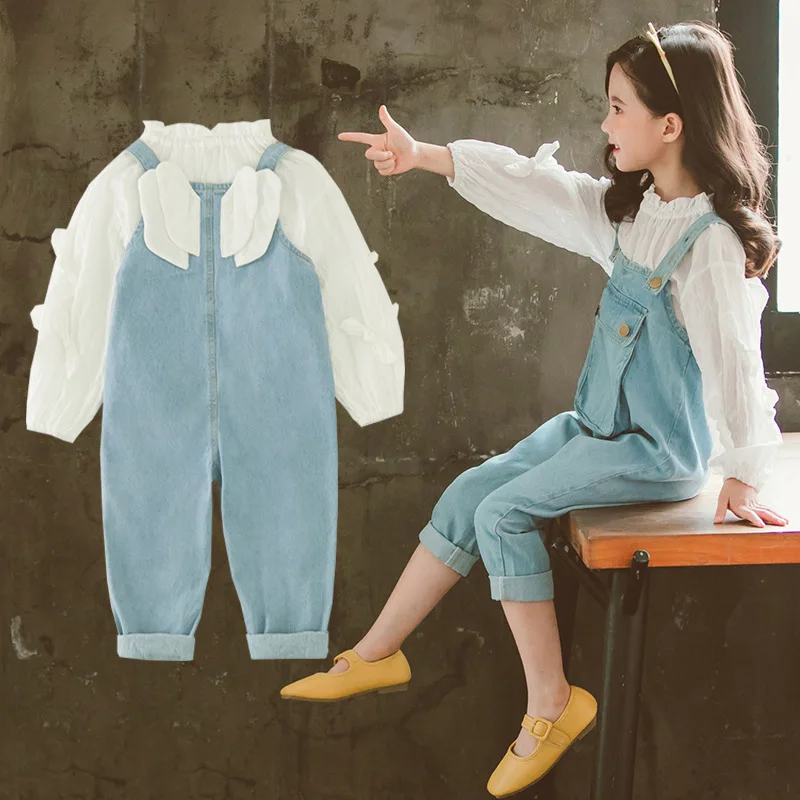 2019 Girls Clothes Set White Blouses Shirts + Denim Jumpsuits Jeans Overalls 2PCS Suits For Girls Teenage Girls Clothing Sets 12
2019 Girls Clothes Set White Blouses Shirts + Denim Jumpsuits Jeans Overalls 2PCS Suits For Girls Teenage Girls Clothing Sets 12