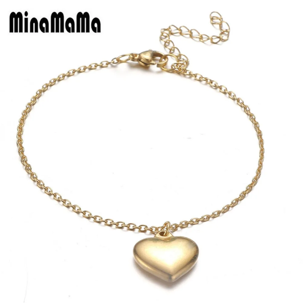 New Fashion Gold Silver Color Stainless Steel Thin Chain Bracelet Heart shape Charms Bracelets For Woman Valentine's day gift
New Fashion Gold Silver Color Stainless Steel Thin Chain Bracelet Heart shape Charms Bracelets For Woman Valentine's day gift