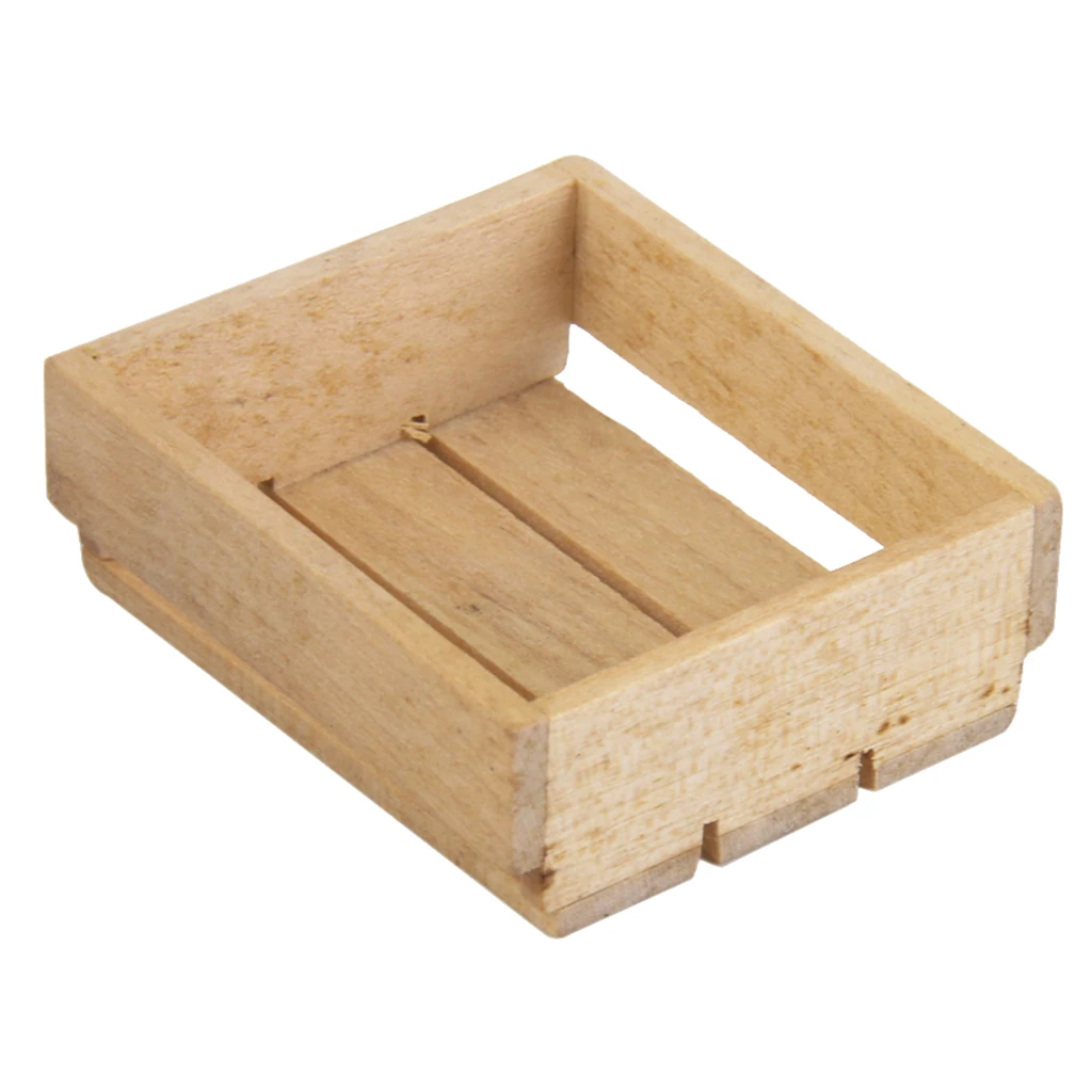 Vintage Style Natural Wooden Basket Box for 1/12 Sacle Dollhouse Kitchen Doll House Furniture Toys Kits Vintage Style Natural Wooden Basket Box for 1/12 Sacle Dollhouse Kitchen Doll House Furniture Toys Kits