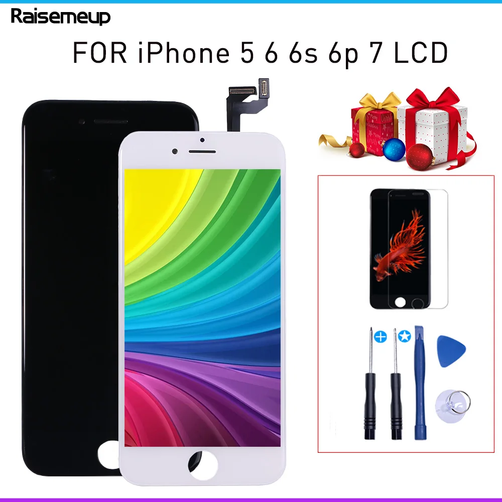 ЖК-экран в сборе с тачскрином для iPhone 6 plus 7 6s 5s '' черный/белый рамкой/без рамки