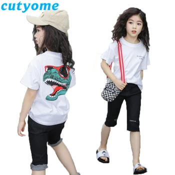 Kid Clothes Teenager Girls Casual Outfits Set Fashion 2 Pieces Short Sleeve Dinosaur Printed T-Shirt+Rippled Denim Shorts 12 13Y
Kid Clothes Teenager Girls Casual Outfits Set Fashion 2 Pieces Short Sleeve Dinosaur Printed T-Shirt+Rippled Denim Shorts 12 13Y