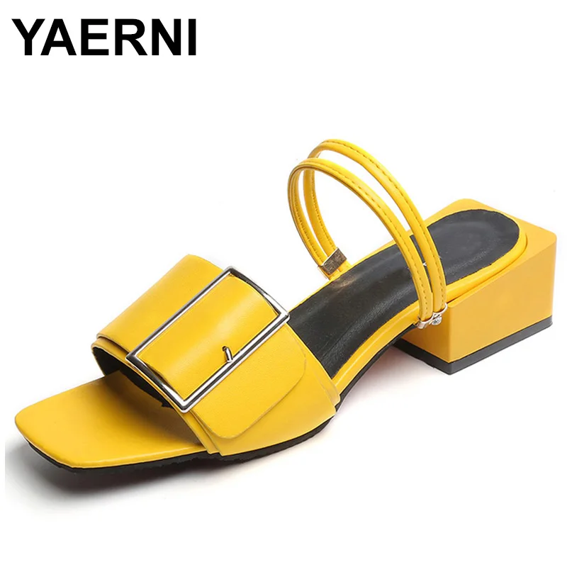 YAERNI Fashion Party Slippers Women Summer Shoes Yellow Black White Buckle Chunky Heel Ladies Slides Female Sandals Shoes E886
YAERNI Fashion Party Slippers Women Summer Shoes Yellow Black White Buckle Chunky Heel Ladies Slides Female Sandals Shoes E886