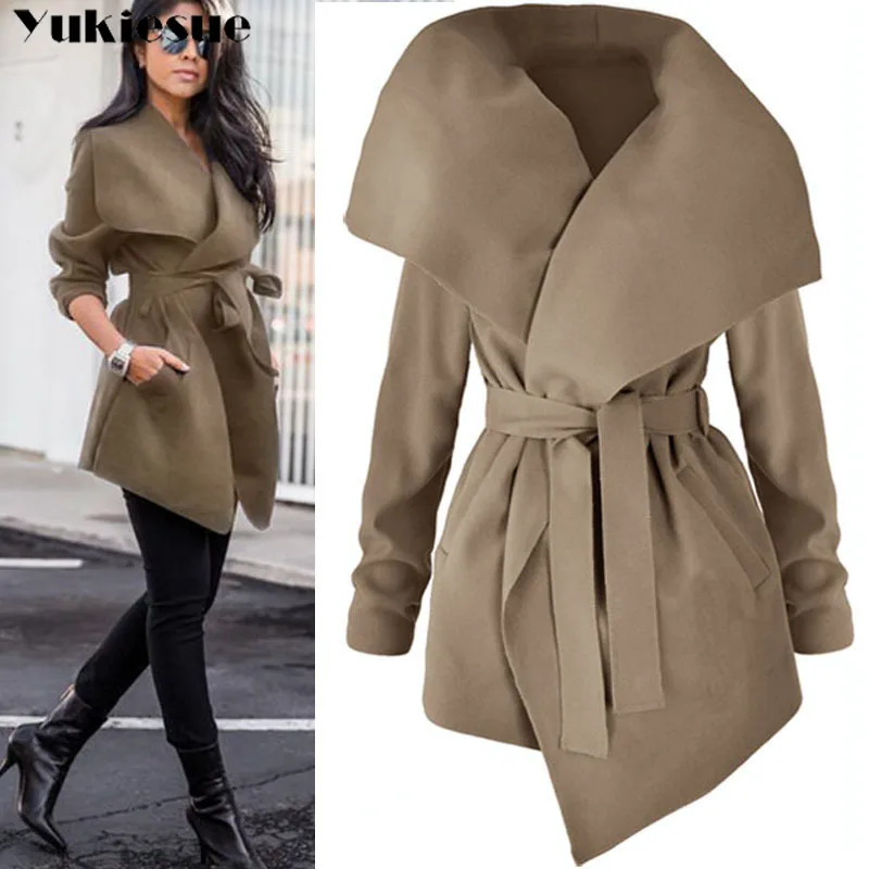 Women Lapel Belt Trench Coat Elegant Lace Up Woolen Long Coat Outerwear 2018 Spring Autumn Fashion Windbreaker Cardigan Overcoat
Women Lapel Belt Trench Coat Elegant Lace Up Woolen Long Coat Outerwear 2018 Spring Autumn Fashion Windbreaker Cardigan Overcoat