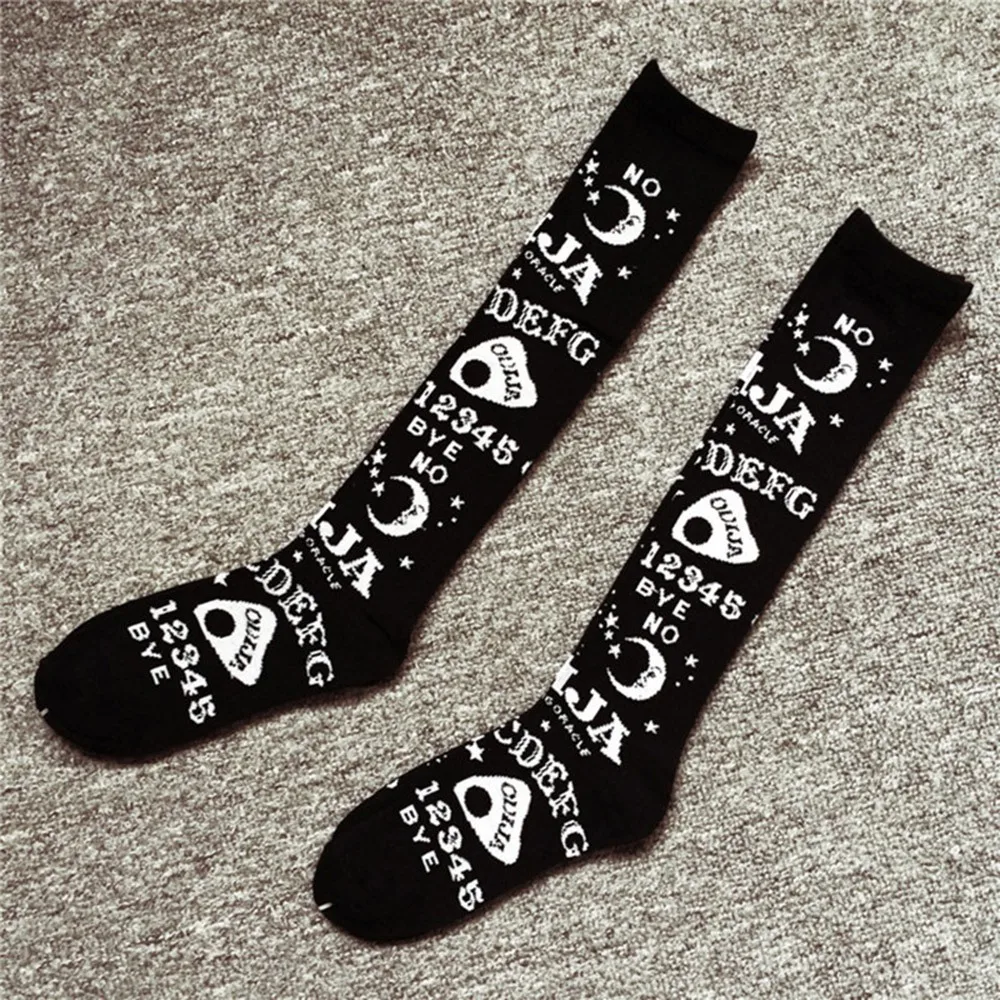 2018 Winter Gothic Black Women Socks Creative Sun Moon Letter Print Socks Warm Breathable Female Cheap Fashion Casual Knee Socks
2018 Winter Gothic Black Women Socks Creative Sun Moon Letter Print Socks Warm Breathable Female Cheap Fashion Casual Knee Socks