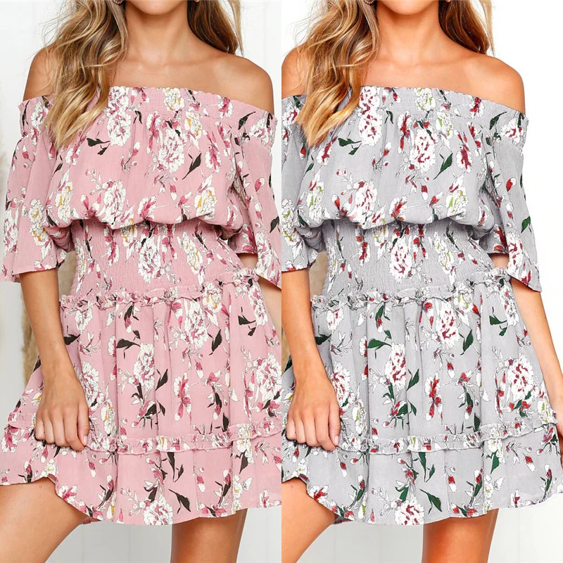2019 Fashion Summer Dress Women Sexy Slash Neck Mini Beach Dress Floral Half Sleeve Party Dress Sundress Plus Size Ropa Mujer
2019 Fashion Summer Dress Women Sexy Slash Neck Mini Beach Dress Floral Half Sleeve Party Dress Sundress Plus Size Ropa Mujer