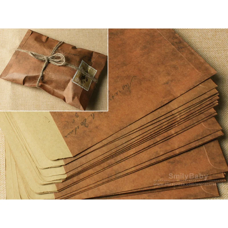 50pcs-16x11cm (6 2 "x 4 3") Винтажный конверт Подарочный упаковочный открытки Обложка