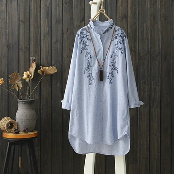 2019 summer vintage women long blouse and shirts flower embroidery turtleneck striped lady shirts outwear coat tops
2019 summer vintage women long blouse and shirts flower embroidery turtleneck striped lady shirts outwear coat tops
