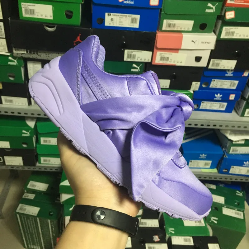 purple fenty bow sneakers