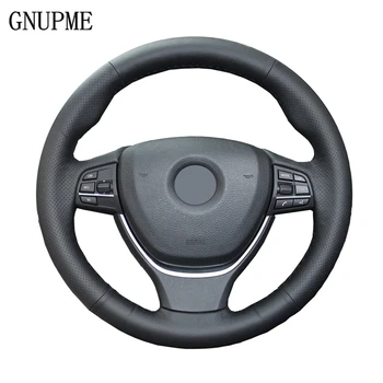 

GNUPME DIY Black Artificial Leather Hand-Stitched Car Steering Wheel Cover for BMW 520i 528i 2013 2014 730Li 740Li 750Li F10
