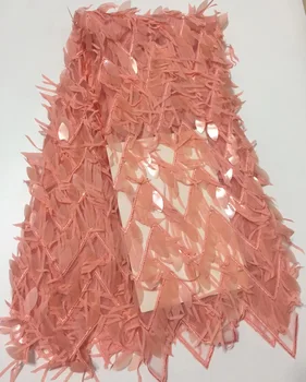 (5 yards /lot) latest African French net lace in peach fashion tassels tulle lace with big translucent sequins for dress CFL931
(5 yards /lot) latest African French net lace in peach fashion tassels tulle lace with big translucent sequins for dress CFL931