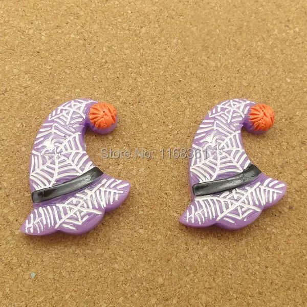 1pcs/lot resin flat back Halloween purple spider hat 27mm Cabochons Hair Bow Center DIY Christmas decration C118-8