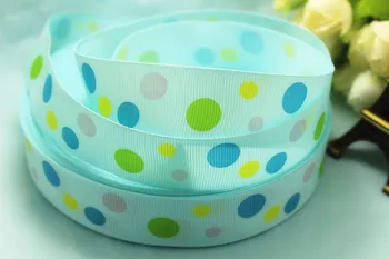 New arrival 50yards/lot 1" 25mm light blue colour blue yellow and green polka dots printed Grosgrain Ribbon
New arrival 50yards/lot 1" 25mm light blue colour blue yellow and green polka dots printed Grosgrain Ribbon