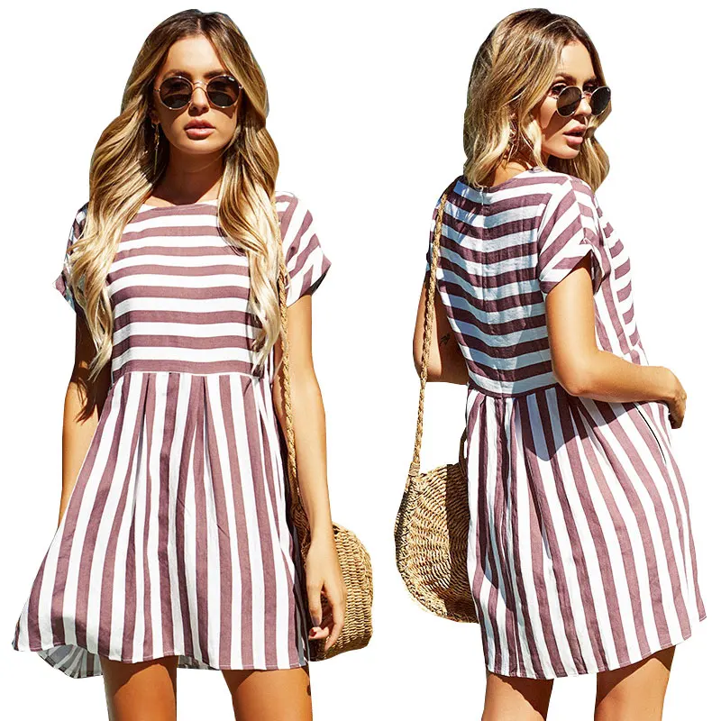 ih Women Elegant A Line Stripe Knee Length Dress Party Night Club Dress 2019 Summer O Neck Casual Office Lady Wear Midi Dress
ih Women Elegant A Line Stripe Knee Length Dress Party Night Club Dress 2019 Summer O Neck Casual Office Lady Wear Midi Dress