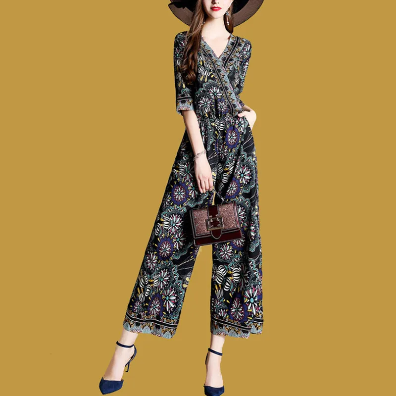 Autumn Women Jumpsuit Romper Half Sleeve V Neck Casual Playsuit Overalls Ladies Wide Leg Loose Print Playsuit
Autumn Women Jumpsuit Romper Half Sleeve V Neck Casual Playsuit Overalls Ladies Wide Leg Loose Print Playsuit
