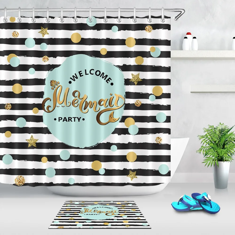 LB Circle Bubble And Gold Star Black And White Stripes Shower Curtains Bathroom Curtain Blue Waterproof Fabric For Bathtub Decor
LB Circle Bubble And Gold Star Black And White Stripes Shower Curtains Bathroom Curtain Blue Waterproof Fabric For Bathtub Decor