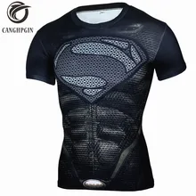 Мужская футболка с коротким рукавом CANGHPGIN, футболка для бега с Суперменом, компрессионные колготки для фитнеса, спортивная одежда 2018(China)