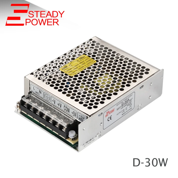 

D-30A ac to dc SMPS/Transformer/LED driver 12v 1a 5v 4a dc regulated 30w dual/multiple output switching power supplies