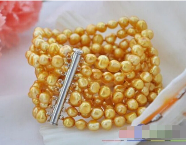 Hot sell8row 8" 8mm yellow baroque Freshwater cultured pearl bracelet -Bridal jewelry free shipping
Hot sell8row 8" 8mm yellow baroque Freshwater cultured pearl bracelet -Bridal jewelry free shipping
