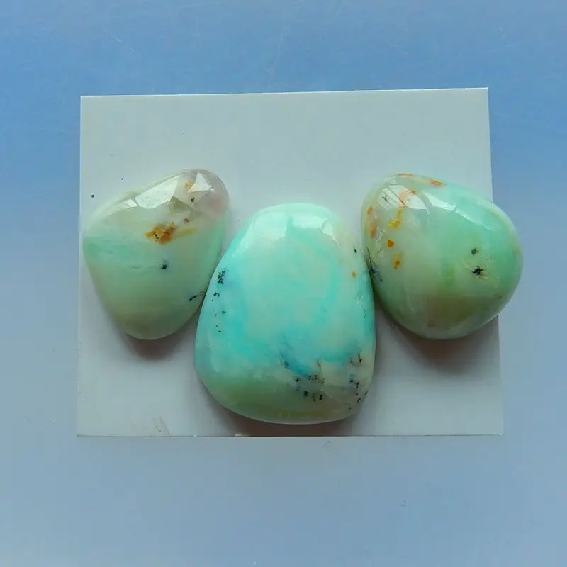 Wholesale gemstone,Semiprecious stone jewelry.3 PCS Of Natural Blue Opal pendant necklace Cabochon,27x23x11mm,33x27x9mm,,22.44g
Wholesale gemstone,Semiprecious stone jewelry.3 PCS Of Natural Blue Opal pendant necklace Cabochon,27x23x11mm,33x27x9mm,,22.44g