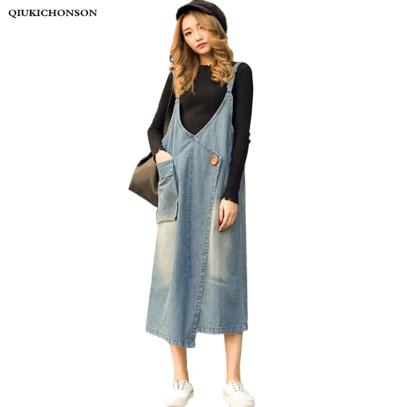 Casual Long Jeans Skirts Women Spring Summer Brief Literary Style V Neck Front Big Pocket Denim Overalls Midi Suspender Skirt
Casual Long Jeans Skirts Women Spring Summer Brief Literary Style V Neck Front Big Pocket Denim Overalls Midi Suspender Skirt