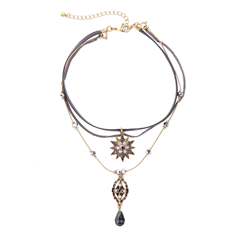Фото Фирменное ювелирное изделие модное длинное многослойное Ожерелье Стеклянный