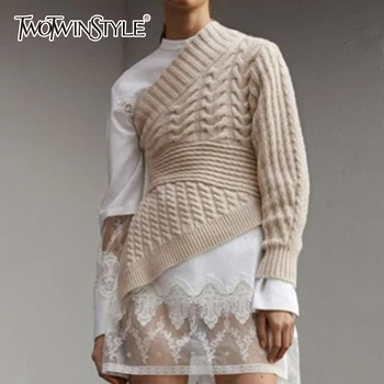 TWOTWINSTYLE Off Shoulder Women's Knitwear Big Size Long Sleeve Asymmetric Hem Pullover Female Autumn Casual Fashion 2020 Autumn
TWOTWINSTYLE Off Shoulder Women's Knitwear Big Size Long Sleeve Asymmetric Hem Pullover Female Autumn Casual Fashion 2020 Autumn