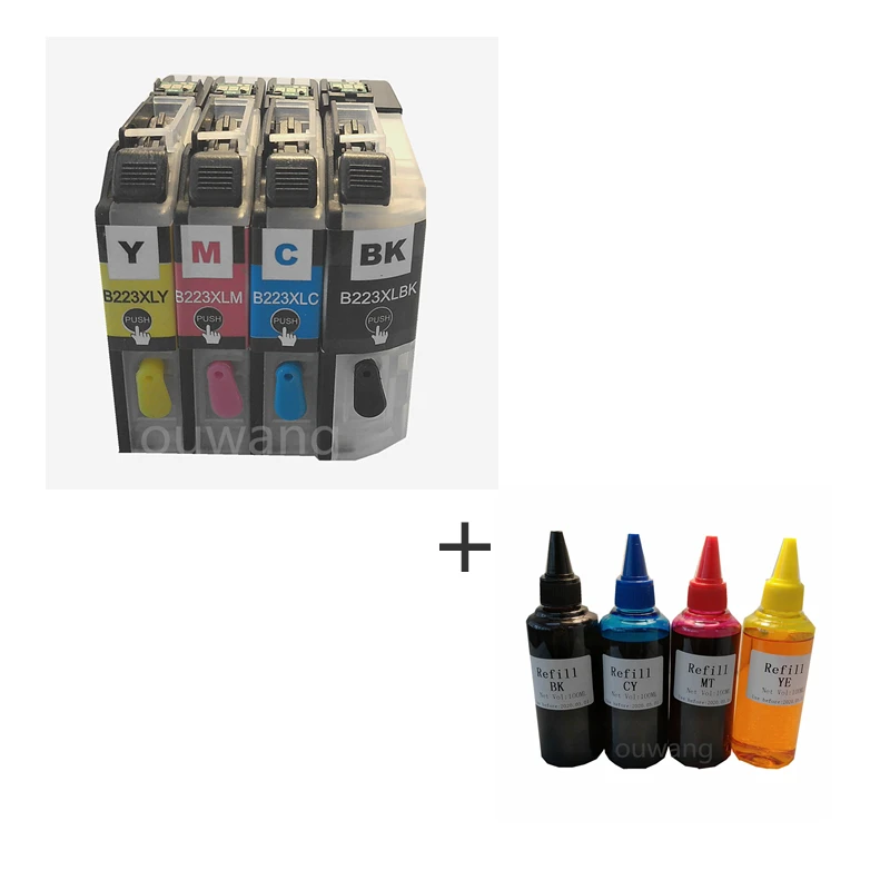 1 sets of chip refillable cartridge LC223 for brother DCP-J4120 DW MFC-J44 20DW MFC-J4620DW MFC-4625DW MFC-53DW to deliver 400ml
1 sets of chip refillable cartridge LC223 for brother DCP-J4120 DW MFC-J44 20DW MFC-J4620DW MFC-4625DW MFC-53DW to deliver 400ml