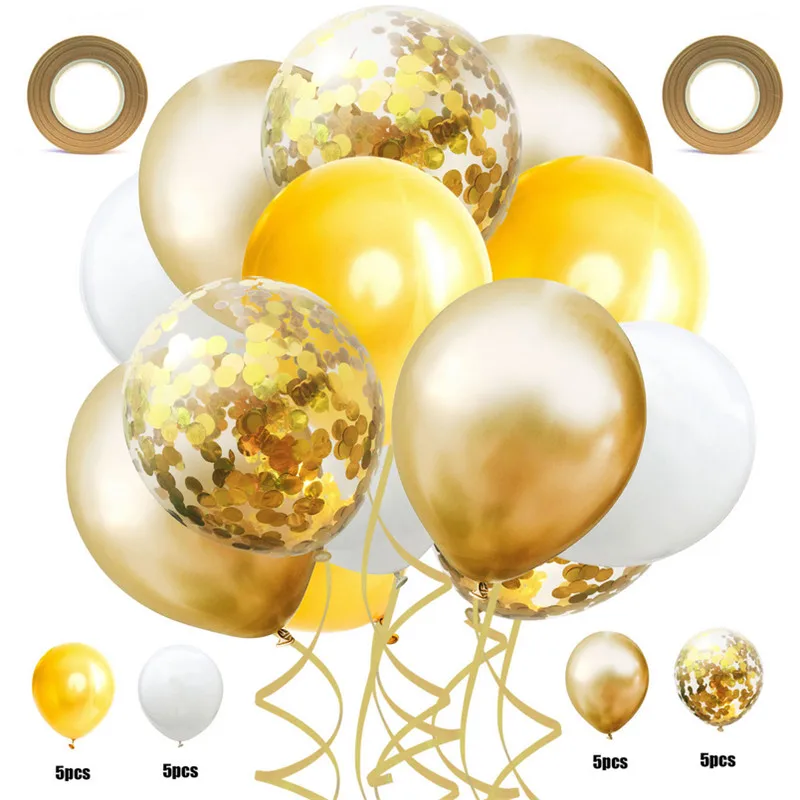 22pcs/set 12inch Metal Color Clear Confetti Balloons Ribbon Set Wedding Decoration Birthday Party Latex Confetti Yellow Balloons
22pcs/set 12inch Metal Color Clear Confetti Balloons Ribbon Set Wedding Decoration Birthday Party Latex Confetti Yellow Balloons