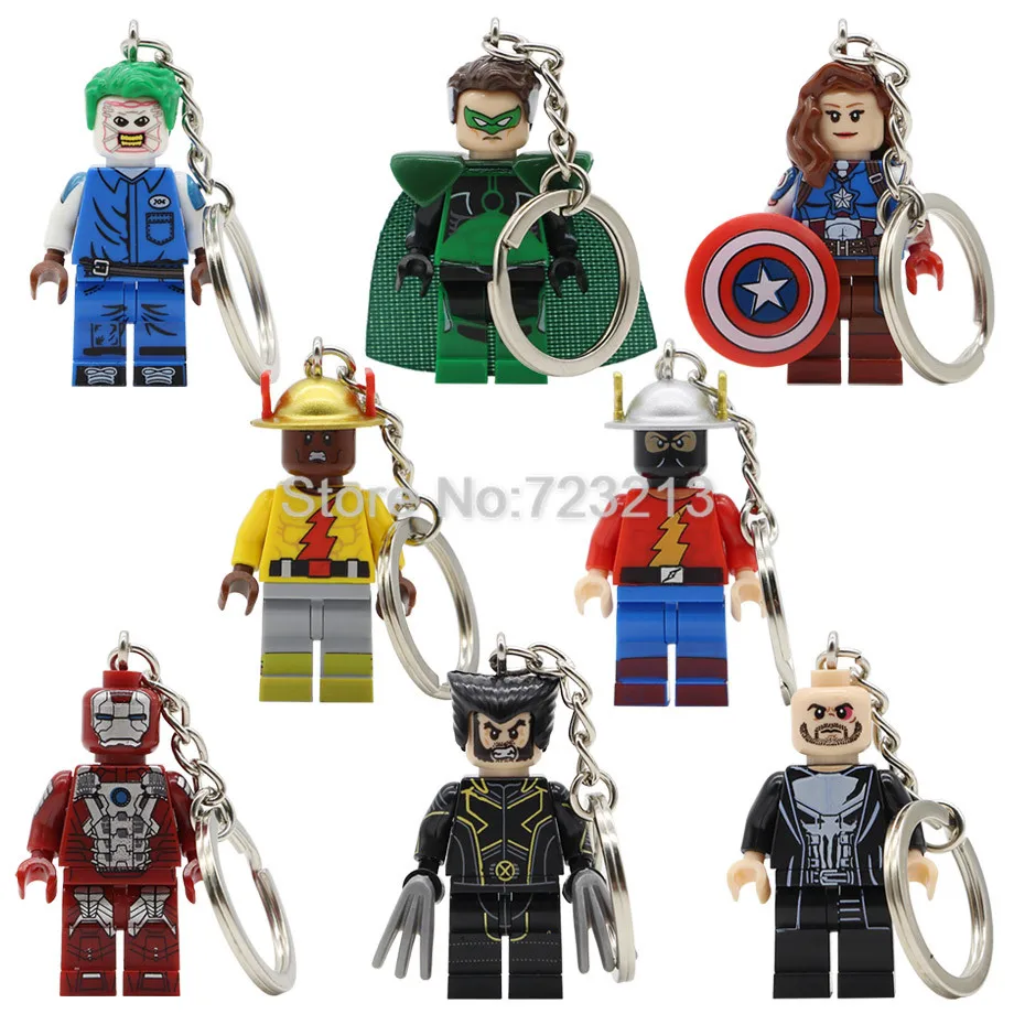 

Super Hero Reverse Flash Figure Keychain Iron Man Roberta Mendez Parallax Key ring Model Building Blocks kits Set Brick Toys