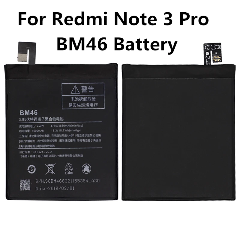For Xiao Mi Original BM46 Battery Real 4000mAh For Xiaomi Redmi Note 3 / Note 3 Pro Phone Replacement battery+Tool
For Xiao Mi Original BM46 Battery Real 4000mAh For Xiaomi Redmi Note 3 / Note 3 Pro Phone Replacement battery+Tool