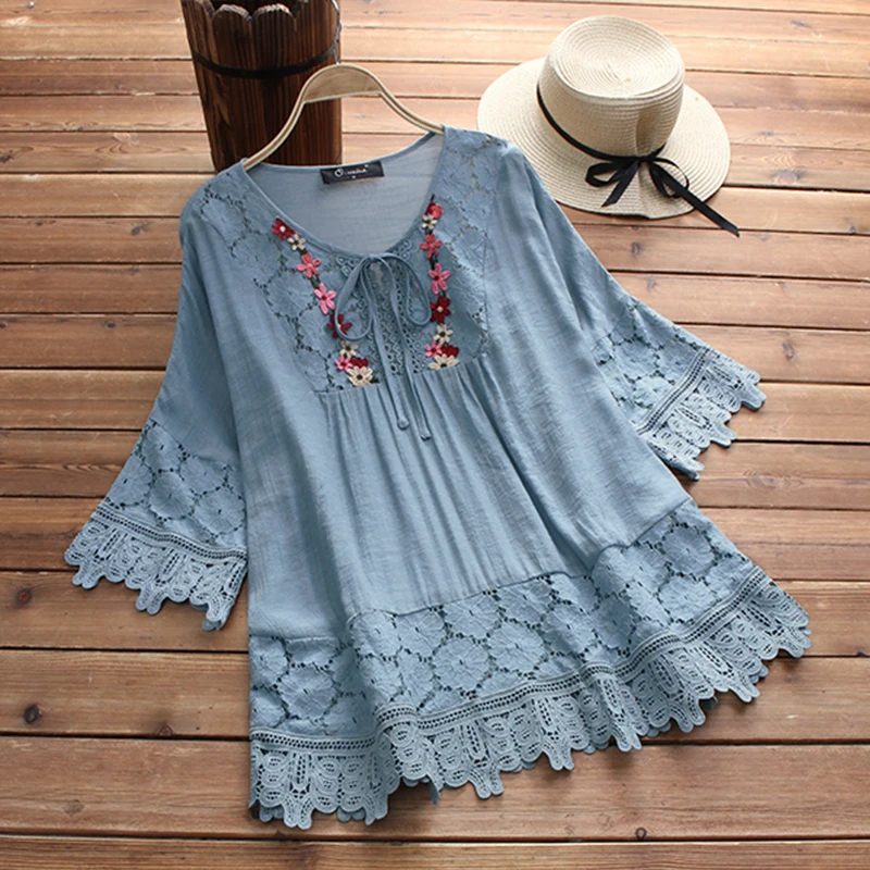 2019 Autumn Lace Crochet Summer Tunic Women Vintage Blouse Female Casual Flare Sleeve Shirt Ladies Patchwork Embroidery Blusas
2019 Autumn Lace Crochet Summer Tunic Women Vintage Blouse Female Casual Flare Sleeve Shirt Ladies Patchwork Embroidery Blusas