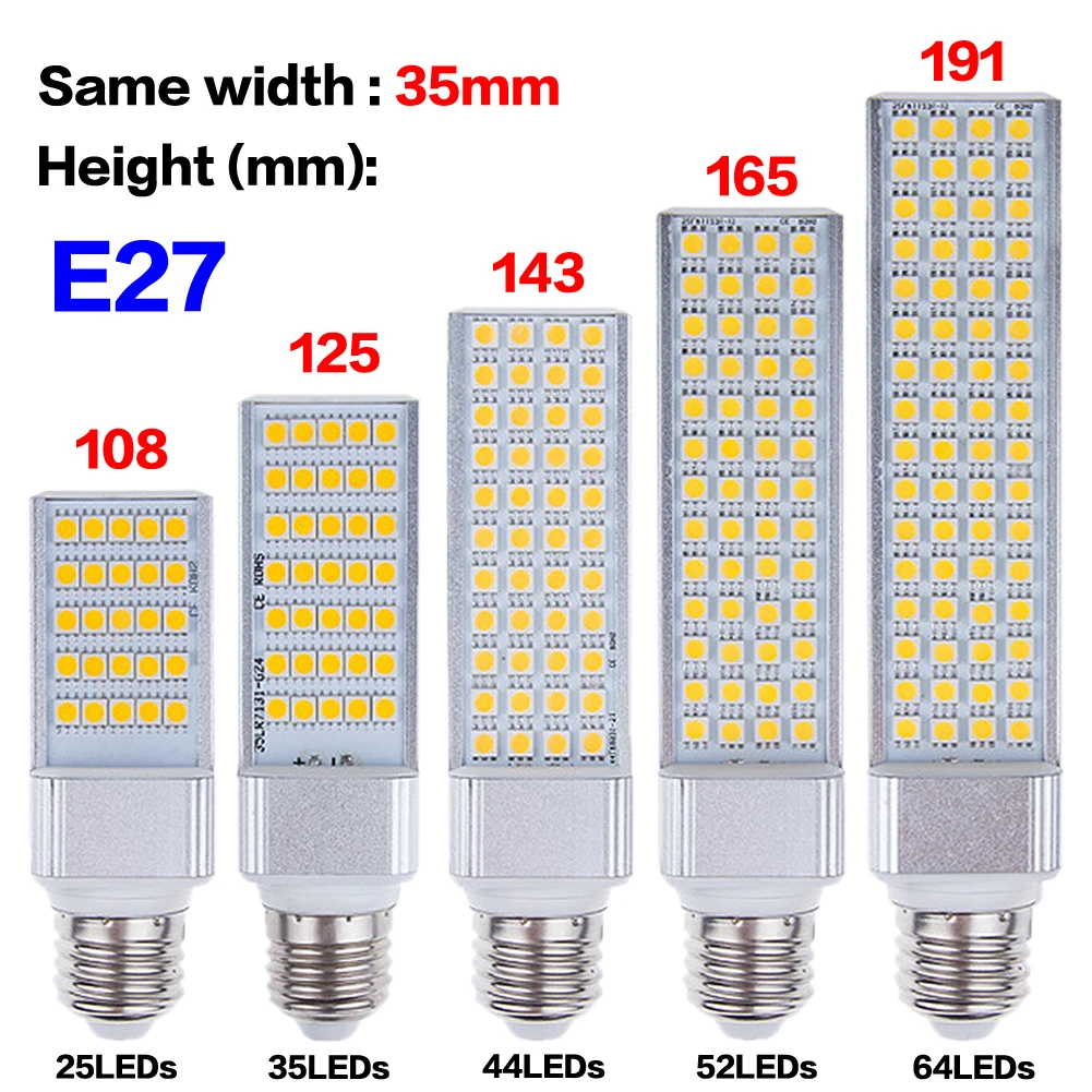 

G24/E27 LED Bulbs 5W 7W 9W 11W 13W LED Corn Bulb Lamp Light SMD 5050 Spotlight 180 Degree AC85-265V Horizontal Plug Light 4PCS