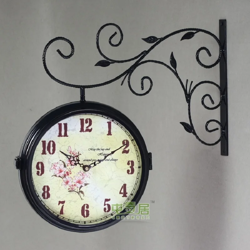 Watch Double Sided Wall Clock Wrought Iron Wall Clocks Metal Home Decor Klok Wanduhr Wandklok Saat Relogio Parede Duvar Saati
Watch Double Sided Wall Clock Wrought Iron Wall Clocks Metal Home Decor Klok Wanduhr Wandklok Saat Relogio Parede Duvar Saati