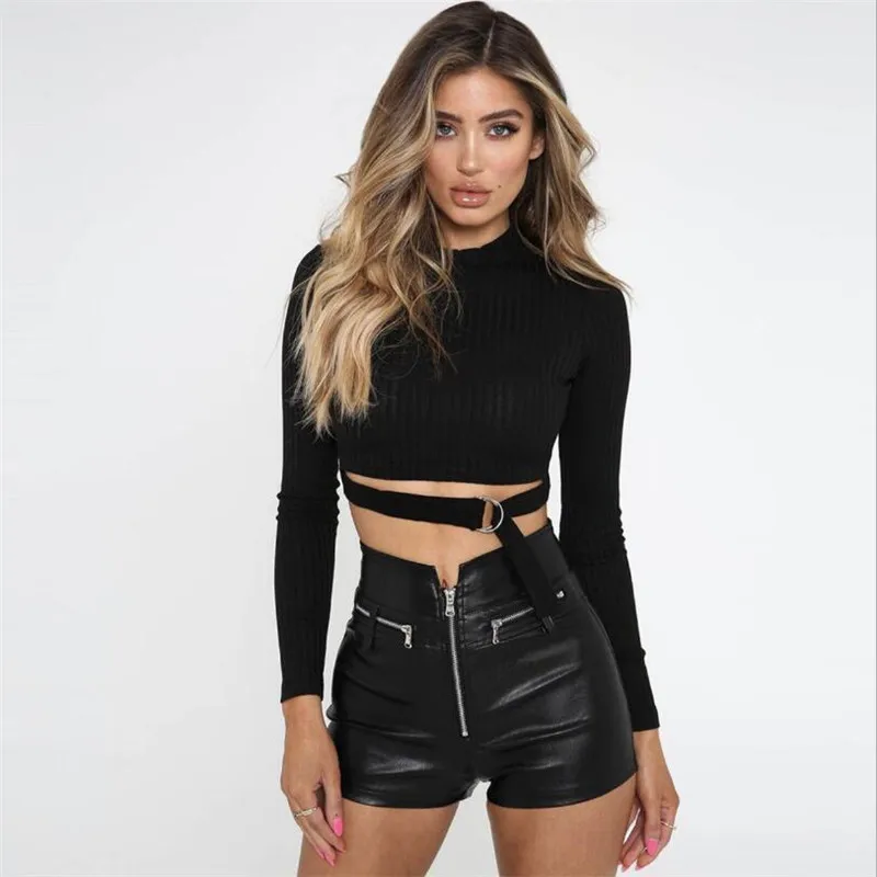 2019 sexy midriff-baring long-sleeve cuff short sweater autumn/winter hot style top
2019 sexy midriff-baring long-sleeve cuff short sweater autumn/winter hot style top