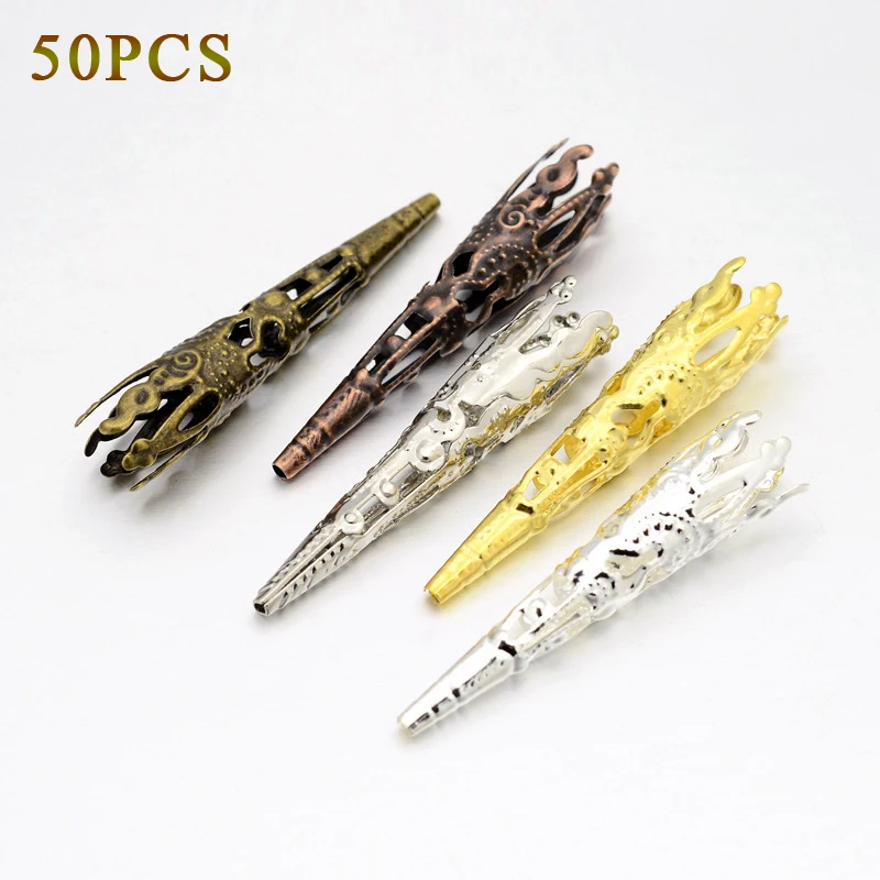 50PCS Mixed Color Metal Long Filigree Cone Beads Caps Pendants 41mm for DIY Jewelry Making End Caps Earring Findings Crafts
50PCS Mixed Color Metal Long Filigree Cone Beads Caps Pendants 41mm for DIY Jewelry Making End Caps Earring Findings Crafts