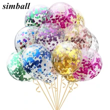 Decoración de boda 5 piezas plata Rosa oro brillo confeti globos Baby Shower cumpleaños celebración decoración perfecta suministros(China)