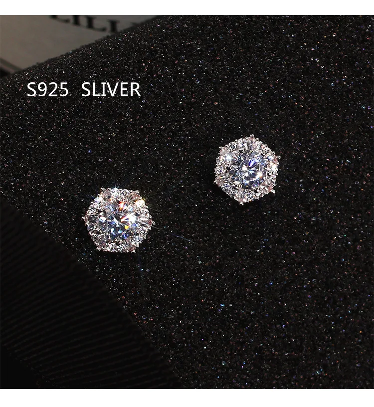Luxury Female Crystal White Zircon Stud Earrings Simple 925 Sterling Silver Hexagon Earrings For Women Vintage Double Earrings
Luxury Female Crystal White Zircon Stud Earrings Simple 925 Sterling Silver Hexagon Earrings For Women Vintage Double Earrings