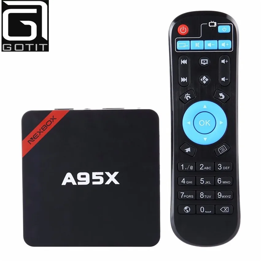 

NEXBOX A95X TV Box Set-Top Box Amlogic S905X Quad Core 64Bit Kodi 2GB RAM 8GB ROM Android 6.0 4K x 2K H.265 2.4GHz WiFi Box TV