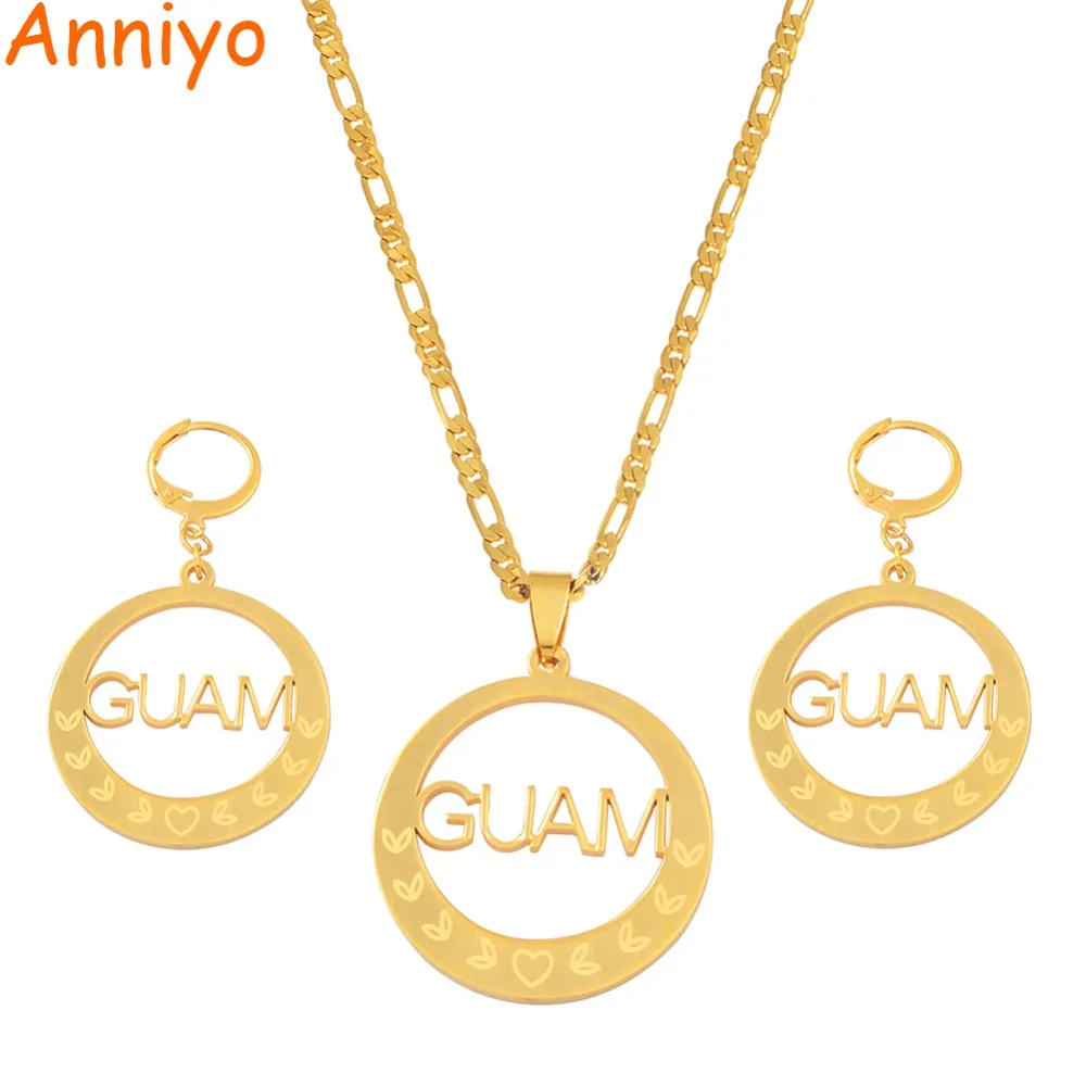 Anniyo Guam Pendant Necklaces Earrings Jewelry sets for Women Stainless Steel and Gold Color Accessories #072021
Anniyo Guam Pendant Necklaces Earrings Jewelry sets for Women Stainless Steel and Gold Color Accessories #072021