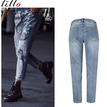 High-quality mid-rise jeans Loose straight metal sheet denim cropped pants Ultra-popular metallic embroidered beads washed worn
High-quality mid-rise jeans Loose straight metal sheet denim cropped pants Ultra-popular metallic embroidered beads washed worn