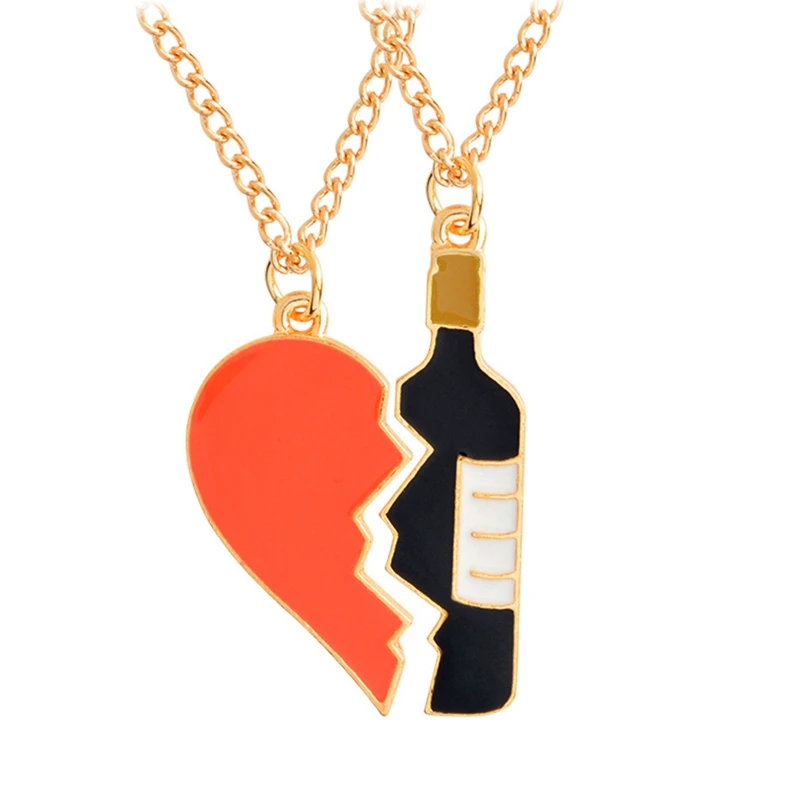 2Pcs 2019 Half Love Heart Wine Bottle Pendant Necklaces Best Friends BFF Friendship Necklace For Couple Lovers Jewelry
2Pcs 2019 Half Love Heart Wine Bottle Pendant Necklaces Best Friends BFF Friendship Necklace For Couple Lovers Jewelry