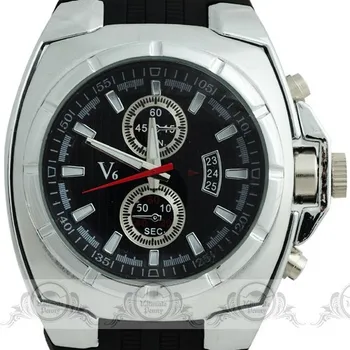 

Top Brand V6 Watches New Style High Standard Plating Steel Bezel Decorational Sub-dials Men Sport Quartz Watch Rubber Wristwrist